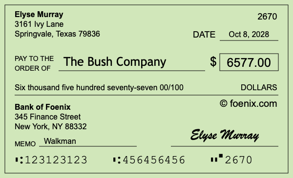 How to write a check for $6,577