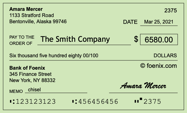 How to write a check for $6,580