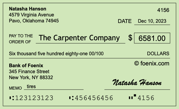 How to write a check for $6,581