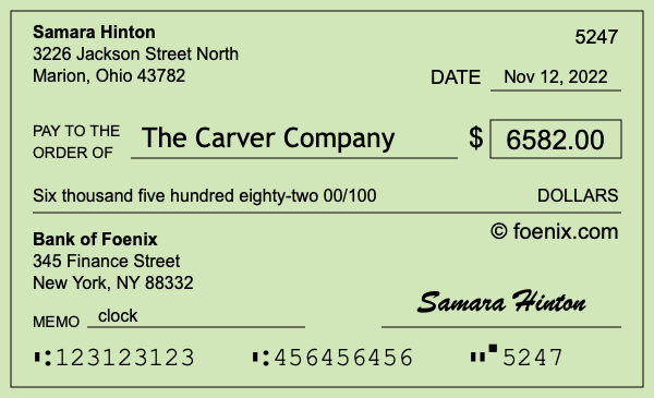 How to write a check for $6,582