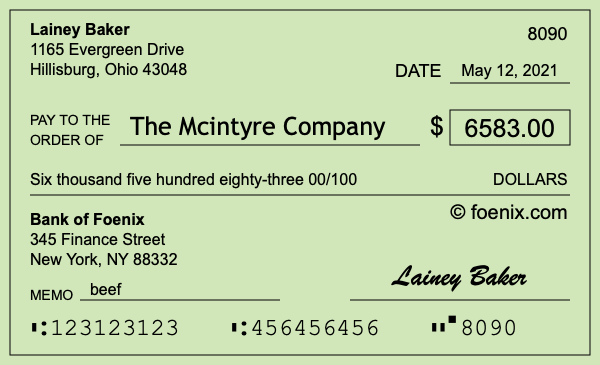 How to write a check for $6,583