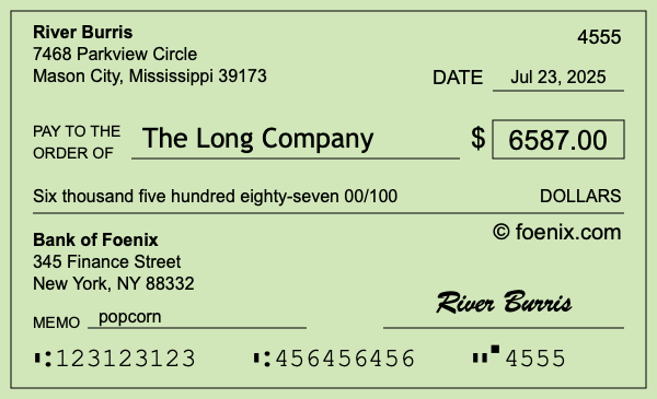 How to write a check for $6,587