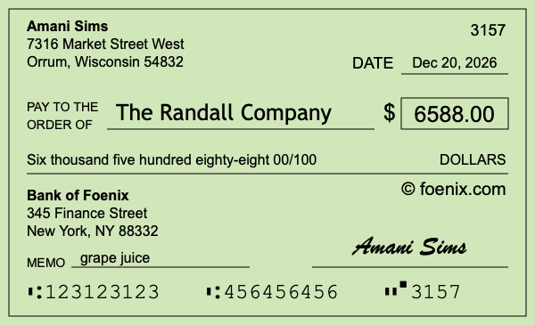 How to write a check for $6,588