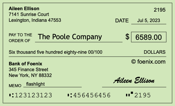 How to write a check for $6,589