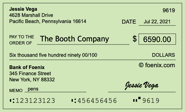 How to write a check for $6,590
