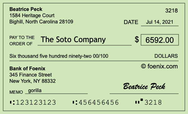 How to write a check for $6,592