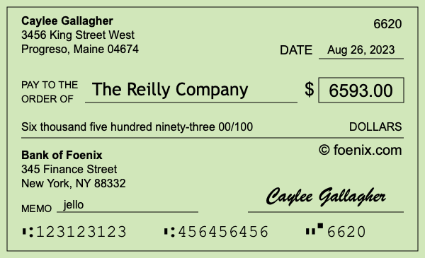 How to write a check for $6,593