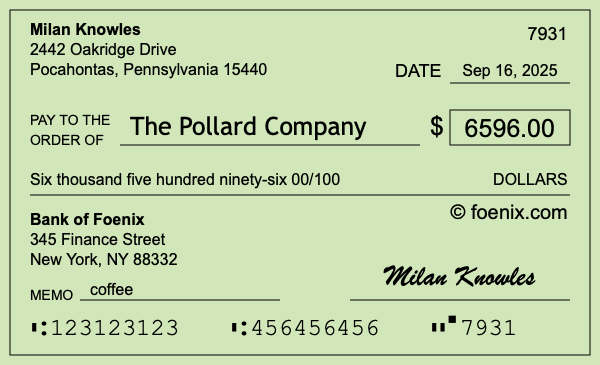 How to write a check for $6,596