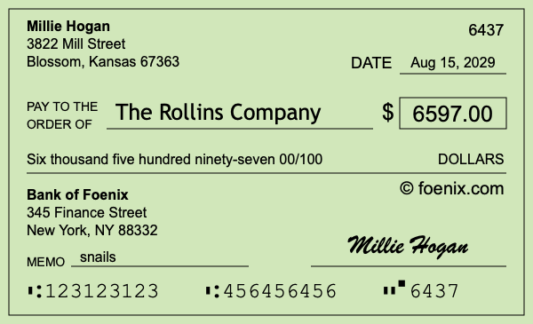 How to write a check for $6,597