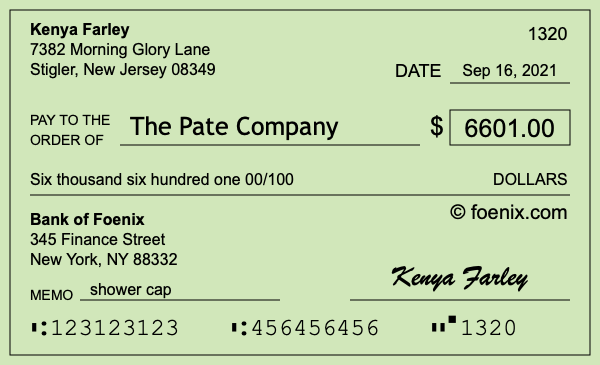 How to write a check for $6,601