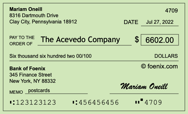 How to write a check for $6,602