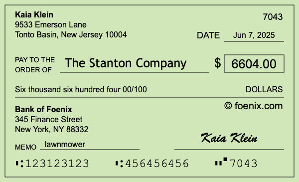 How to write a check for $6,604