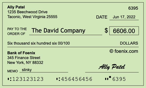 How to write a check for $6,606