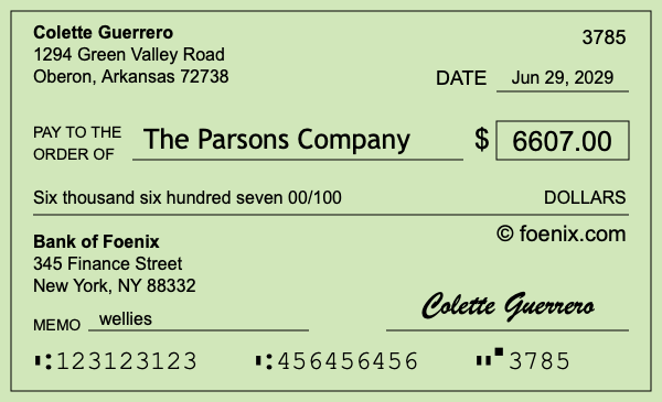 How to write a check for $6,607