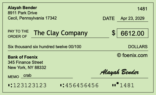 How to write a check for $6,612