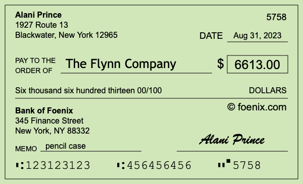 How to write a check for $6,613