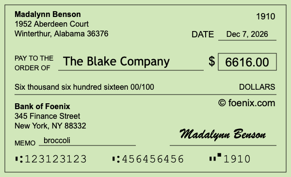 How to write a check for $6,616