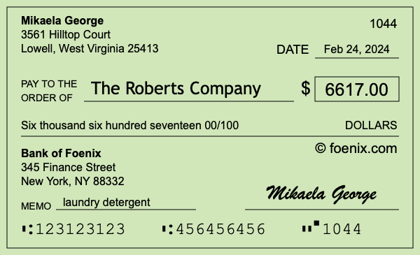 How to write a check for $6,617