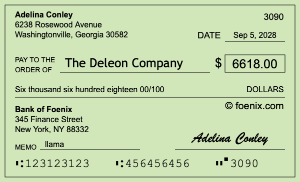 How to write a check for $6,618