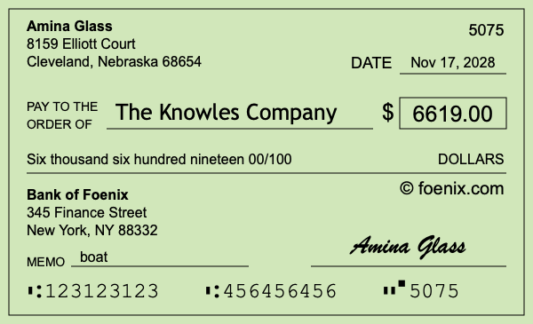 How to write a check for $6,619
