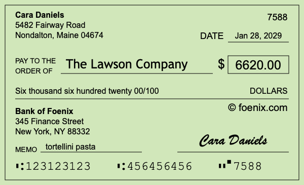 How to write a check for $6,620