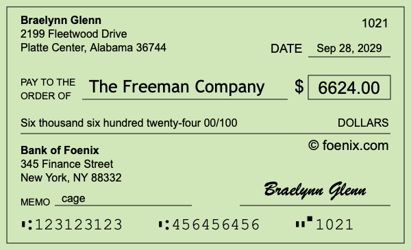 How to write a check for $6,624
