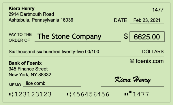 How to write a check for $6,625