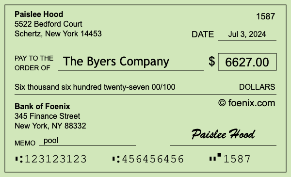 How to write a check for $6,627
