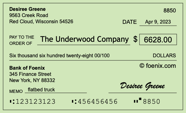 How to write a check for $6,628