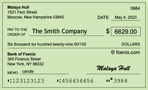 How to write a check for $6,629