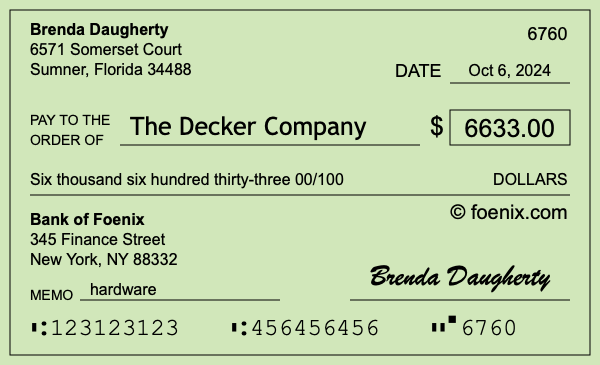 How to write a check for $6,633
