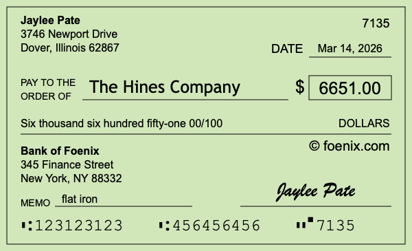 How to write a check for $6,651