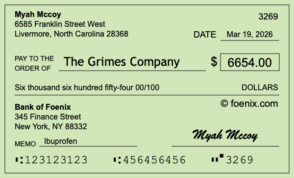 How to write a check for $6,654