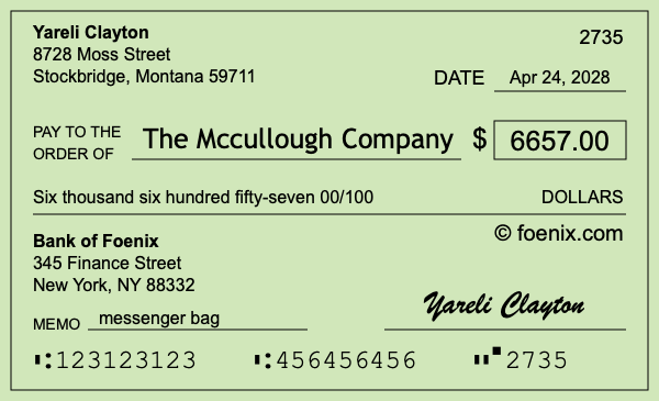 How to write a check for $6,657
