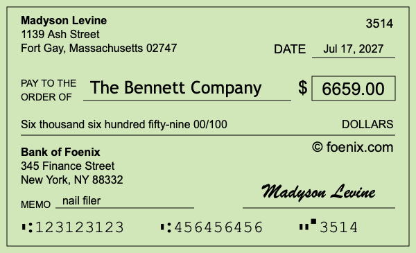 How to write a check for $6,659