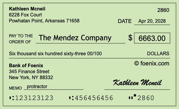 How to write a check for $6,663
