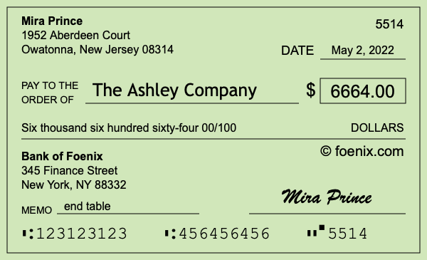How to write a check for $6,664
