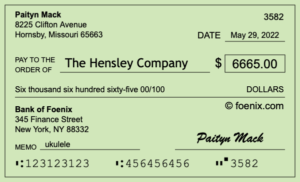 How to write a check for $6,665