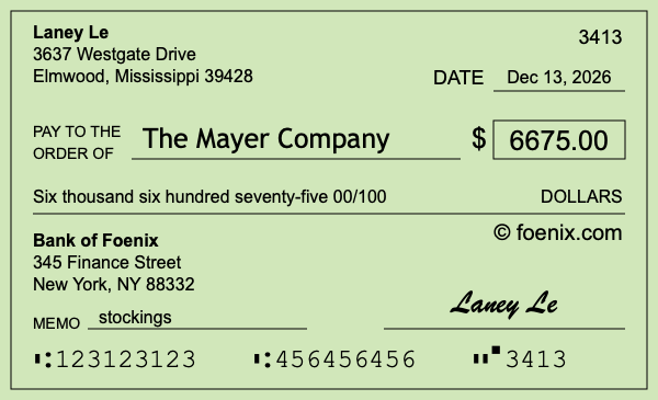 How to write a check for $6,675