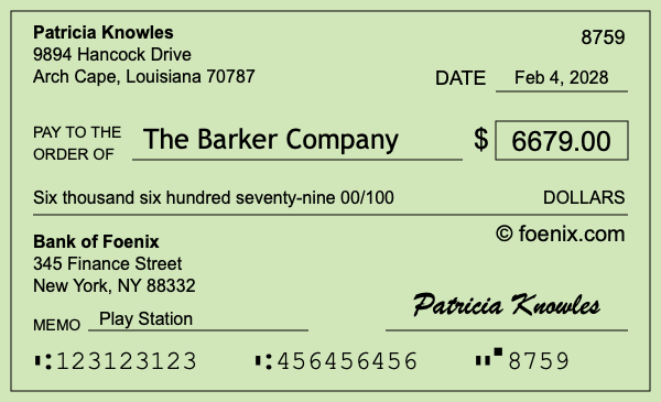How to write a check for $6,679