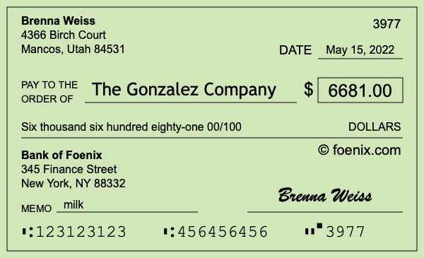 How to write a check for $6,681