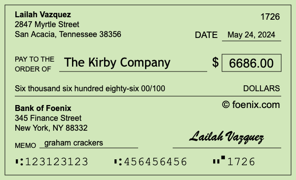How to write a check for $6,686