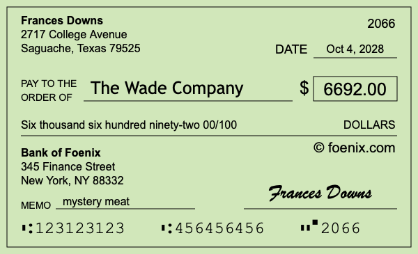 How to write a check for $6,692