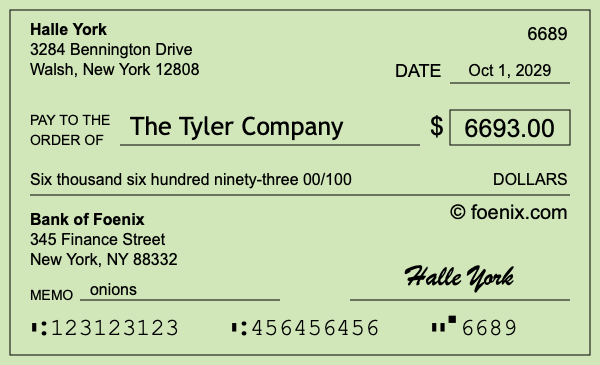 How to write a check for $6,693