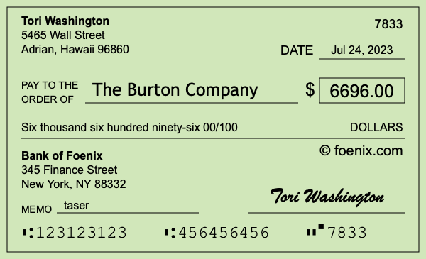 How to write a check for $6,696