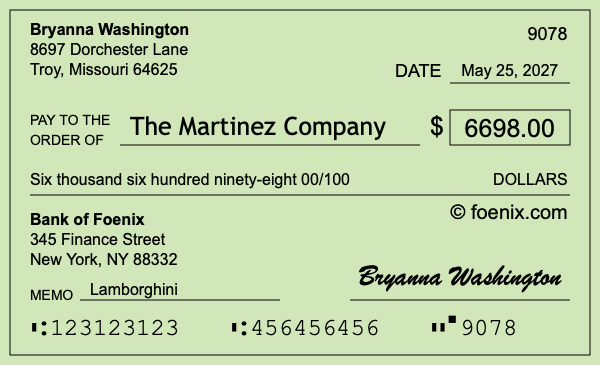How to write a check for $6,698