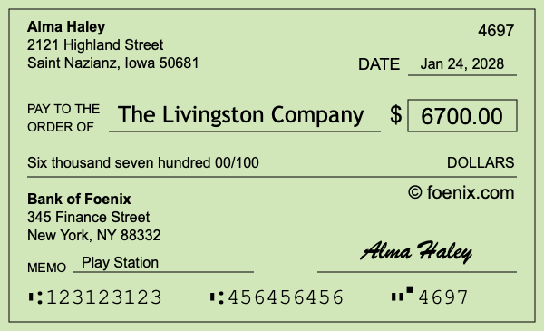 How to write a check for $6,700