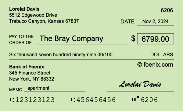 How to write a check for $6,799
