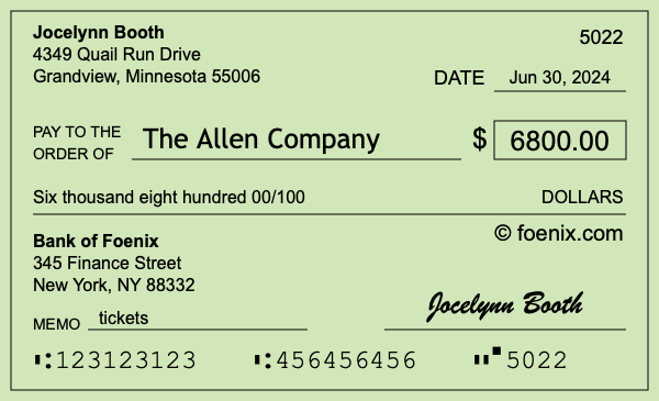 How to write a check for $6,800