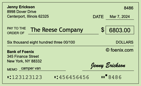 How to write a check for $6,803